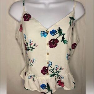 Ambiance Apparel White Floral top size XL